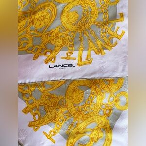 Lancel Paris  vintage pink yellow gray scarf